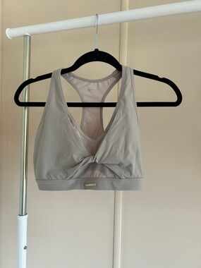 Gymshark Taupe Knot-Front Seamless Sports Bralette